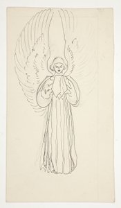 Estudo de um Anjo, para The Quest of the Holy Grail (série de quinze quadros para a Biblioteca Pública de Boston, concluída em 1901) de Edwin Austin Abbey