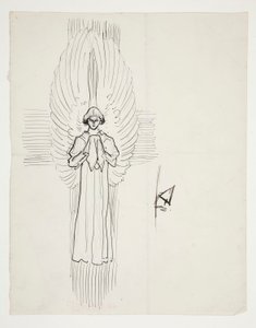 Estudo de um Anjo, para The Quest of the Holy Grail (série de quinze quadros para a Biblioteca Pública de Boston, concluída em 1901) de Edwin Austin Abbey
