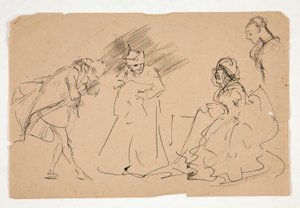 Estudo de uma cena do século XVIII, possivelmente de Edwin Austin Abbey