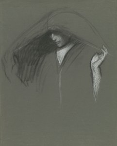 Estudo da cabeça drapeada de de Edwin Austin Abbey