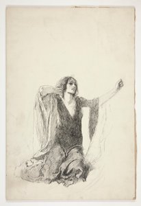 Estudo da mulher ajoelhada, provavelmente um estudo para Julieta na cena do túmulo, de Edwin Austin Abbey