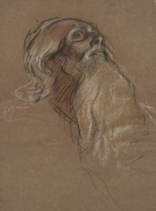 Estudo da cabeça do Rei Amfortas, para de Edwin Austin Abbey