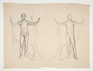 Estudo de dois portadores de chamas de Edwin Austin Abbey