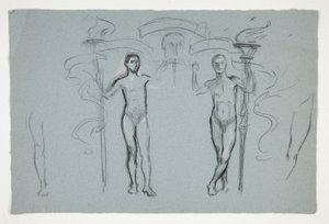 Estudo de dois portadores de chamas de Edwin Austin Abbey
