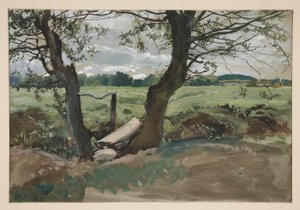 Estudo de duas árvores e um campo de Edwin Austin Abbey
