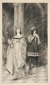 Sylvia e Valentine, do Ato II, Cena I, Dois Cavalheiros de Verona de Edwin Austin Abbey