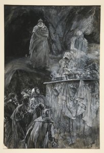 O Banquete, ilustração para Ato III, Cena iii, A Tempestade de Edwin Austin Abbey