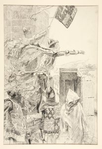 O Rei na muralha do Castelo de Flint; de Edwin Austin Abbey