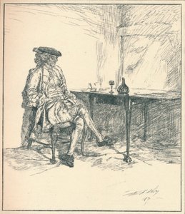 A carta. Desenho de caneta não publicado, 1890, 1923 de Edwin Austin Abbey
