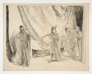 A Reentrada dos Actores, ilustração para o Acto V, Cena I, Uma Noite de Verão de Edwin Austin Abbey