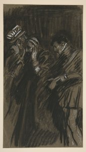 Três homens, estudo para domar a Musa (?) de Edwin Austin Abbey