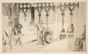 Cena de Julgamento, do Comerciante de Veneza de Edwin Austin Abbey