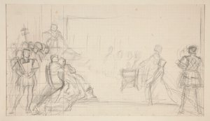 Julgamento da Rainha Catarina, estudo de Edwin Austin Abbey