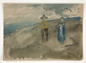 Duas Figuras numa Paisagem (reto); Estudo do Homem de Edwin Austin Abbey