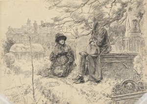 Duas figuras em um cemitério de Edwin Austin Abbey