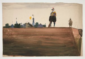 Duas sentinelas no topo de um muro de uma fortaleza de Edwin Austin Abbey