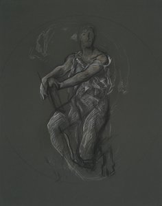Estudo de figura não identificada para projeto mural no edifício do Capitólio do estado da Pensilvânia, Harrisburg, 1902-1911 de Edwin Austin Abbey