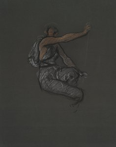 Estudo de figura não identificada para projecto mural no edifício da capital do estado da Pensilvânia, Harrisburg, 1902-1911 de Edwin Austin Abbey