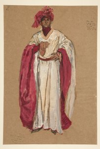 Homem não identificado em uma túnica vermelha, esboço de fantasia para o rei Ricardo II de Edwin Austin Abbey