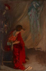Dentro da Tenda de Brutus: Entre no Fantasma de César, Júlio César, Ato IV, Cena III de Edwin Austin Abbey