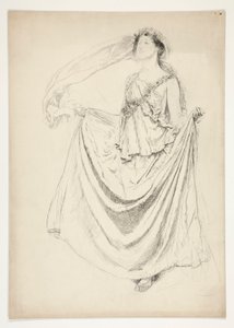 Mulher em toga com grinaldas, esboço para uma peça de Shakespeare não identificada de Edwin Austin Abbey