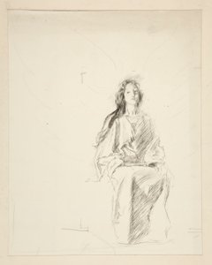 Mulher sentada, esboço para uma peça de Shakespeare não identificada de Edwin Austin Abbey