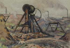 The Winding Gear (aquarela e carvão sobre papel)