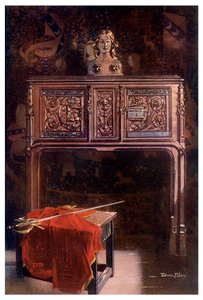 Carvalho esculpido Lous XII dressoir, 1910. de Edwin Foley