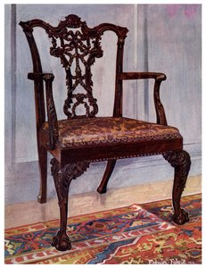 Poltrona de mogno, estilo de Chippendale, 1911-1912.