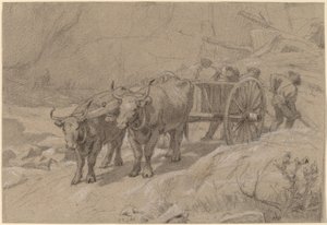 Carro de bois e lixeira