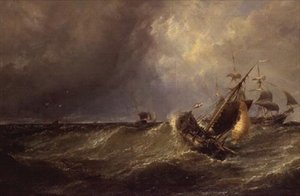 Um Barco de Pesca Holandês Entrando no Porto de Calais de Edwin Hayes