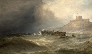 Brig Drifting Ashore fora de Bamborough, Northumberland, 1875