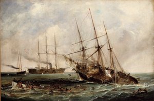 Destruição do navio confederado Alabama pelo US Ironclad Kearsarge, 19 de junho de 1864