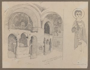Mosteiro cristão primitivo (copta) em Esna, 1 de março de 1887 (grafite sobre papel)