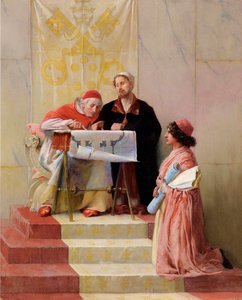 "O Papa Júlio II, olhando para os planos do projeto arquitetônico de Bramante (1444-1514) para a Basílica de São Pedro
