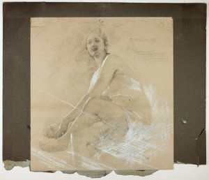 Terpsichore (reto), e Dancing Female Figure (verso), Mural Studies for Drawing Room Ceiling, Residence of Collis P. Huntington, agora Yale University Art Gallery de Edwin Howland Blashfield