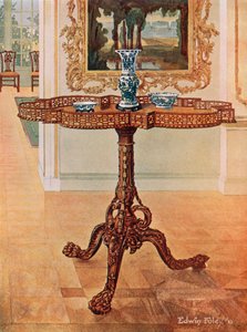 Tabela em forma de galhardetes em forma de traste - Escola Chippendale de Edwin John Foley