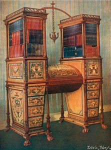 The Sisters Incrustada Double Secretaire e estante de gabinete - Sheraton, por volta de 1800 de Edwin John Foley