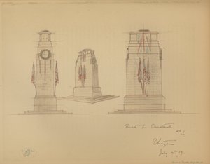 Sketch No 1 para o Cenotaph, Whitehall, Westminster, Londres (cor litho) de Edwin Landseer Lutyens