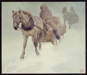 Póneis siberianos na Antártida (cor litho)