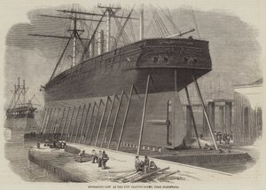 Elevador hidráulico nas novas docas, perto de Blackwall