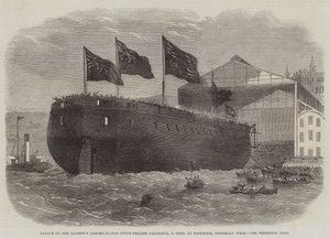 Lançamento de Parafuso-Fragata Caledônia Blindada em Armadura de sua Majestade, 31 Guns, em Woolwich, Ontem Semana