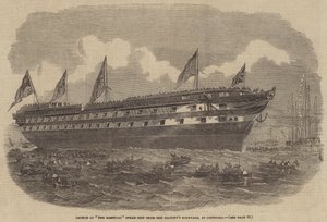 Lançamento do navio a vapor Hannibal do estaleiro da majestade, em Deptford de Edwin Weedon