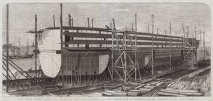O Great Eastern Steam-Ship edifício no Stocks, Millwall, 22.500 toneladas de carga