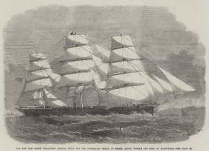 O Novo Ferro Parafuso Steam-Ship London, construído para o Comércio Australiano por Messers Money Wigram and Sons, em Blackwall