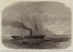 A guerra na América, o vaporizador federal Chesapeake, apreendido pelos confederados, desembarque tripulação e passageiros fora Musquash Harbor, Bay of Fundy