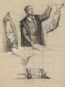 Pregação do homem, esboço para assinatura do Compacto na Cabana do Mayflower de Edwin White