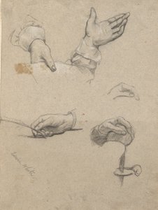 Estudo de mãos, esboço para Assinatura do Pacto na Cabine do Mayflower
