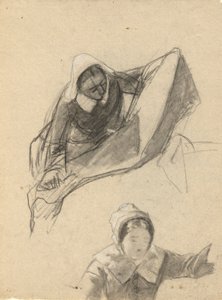 Mulher, esboço para Assinatura do Pacto na Cabine do Mayflower de Edwin White