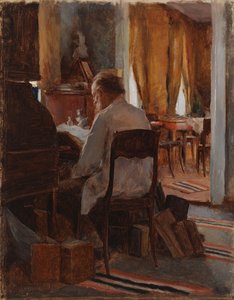 Carl Gustaf Swan à sua mesa de trabalho